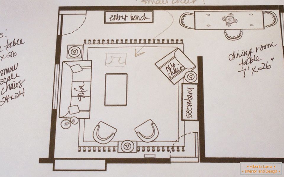 Layout dell'appartamento с расстановкой мебели