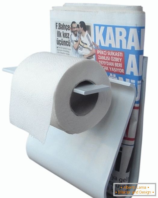 Porta carta igienica con una mensola per un giornale