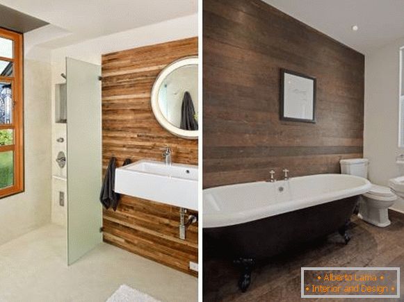 Pannelli in legno per la decorazione interna delle pareti - foto del bagno