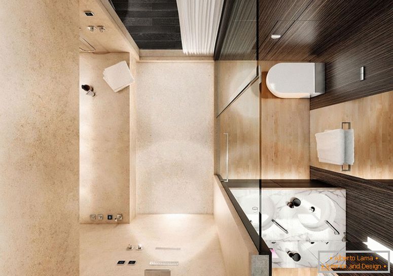Moderno design degli interni di un piccolo bagno