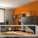 Colore arancione nel design del soggiorno