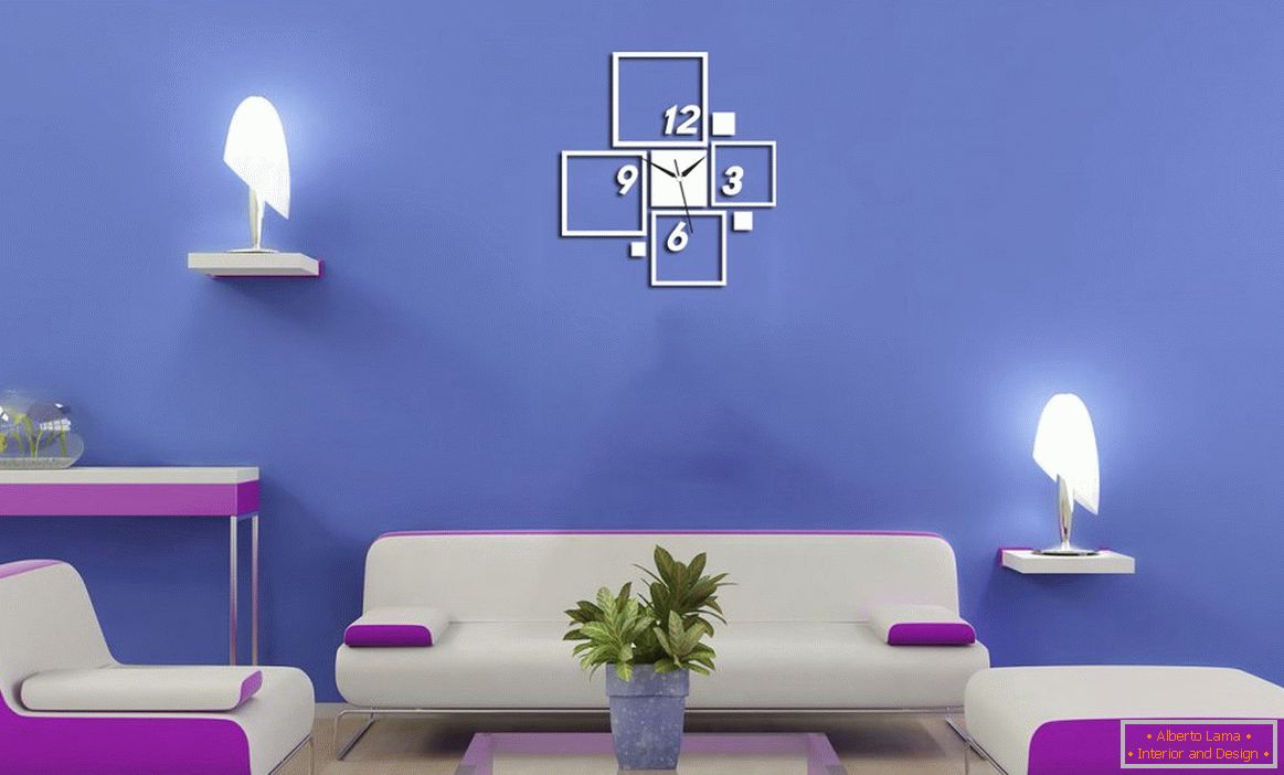 Colore blu nel design del soggiorno