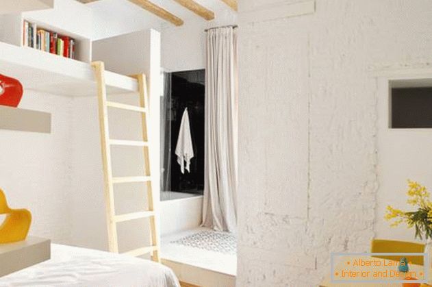 Interno camera da letto in stile loft