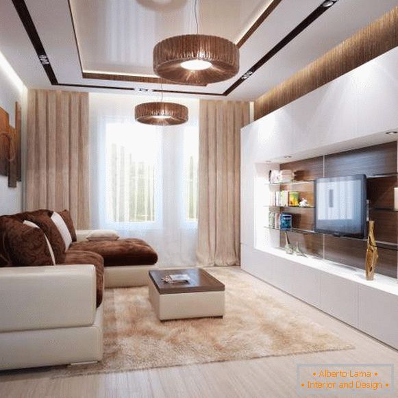 Design moderno della hall nell'appartamento в белом и коричневом цвете