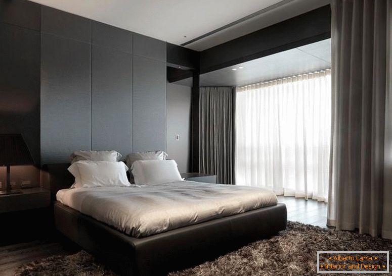 Design della camera da letto in colore scuro