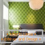 Texture verde sulle pareti della camera da letto