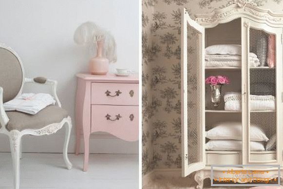 Bellissimi mobili per la camera da letto in stile provenzale - esempi sulla foto