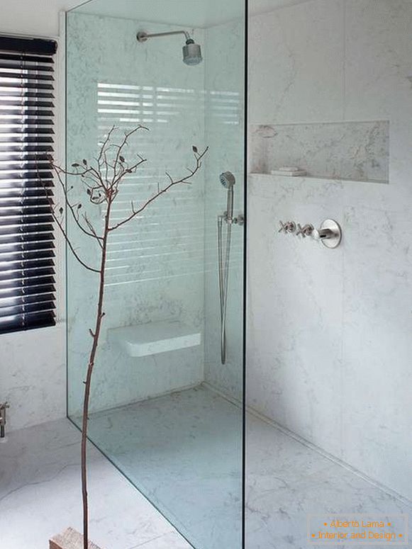 Scherma semplice - una porta di vetro sotto la doccia