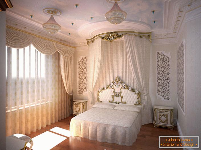 Camera da letto moderna in stile barocco.