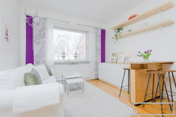 Registrazione dell'appartamento monolocale in leggero stile scandinavo