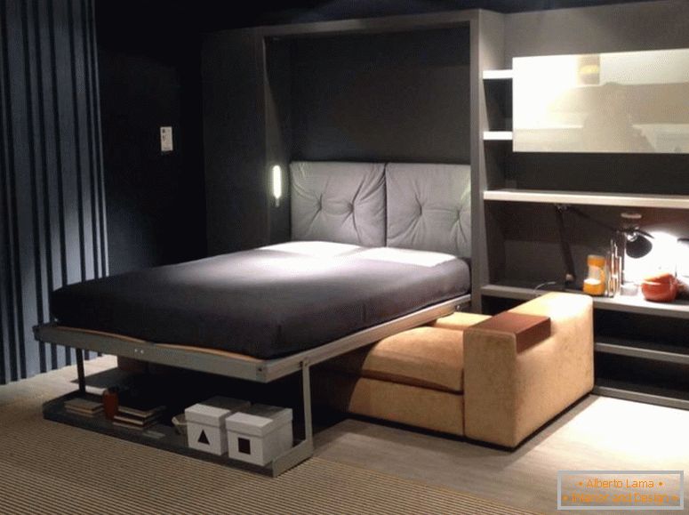 lussuoso-wall-bed-in-a-piccole-dark-camera da letto