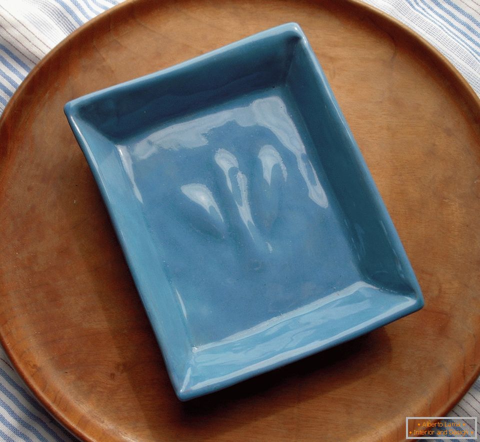 Portasapone ceramico blu