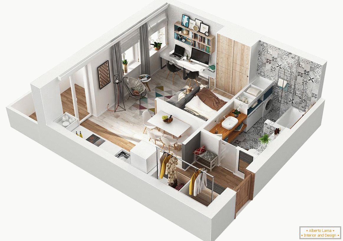 Modello di un piccolo appartamento moderno