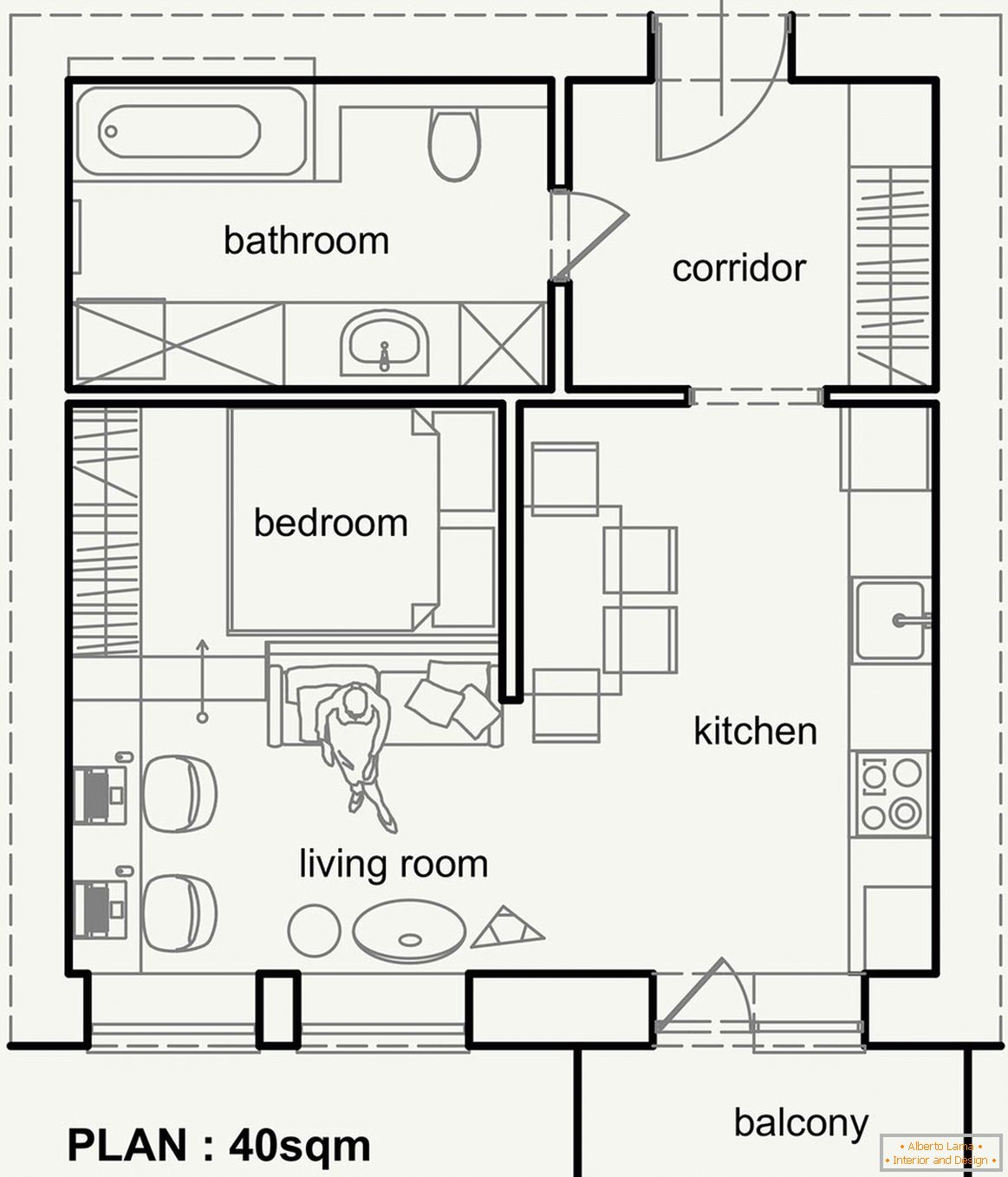 La disposizione di un piccolo appartamento moderno