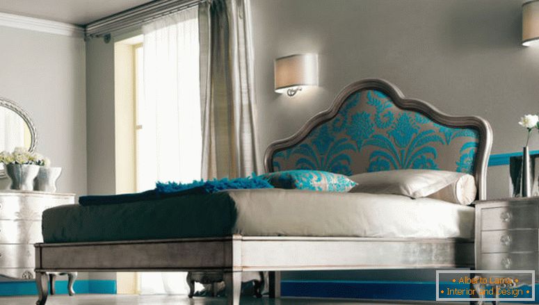 camera da letto-interiors-on-laminato-piano-idea plain-marrone-wall-colore-misto-con-turchese-argento-