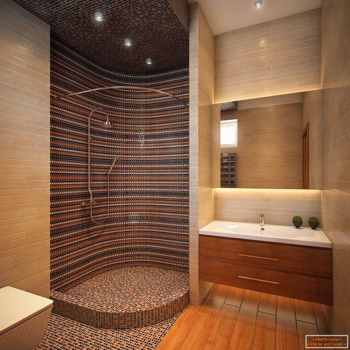 Decorazione per box doccia con mosaico