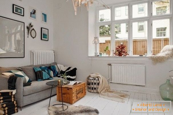 Interno del soggiorno in stile scandinavo