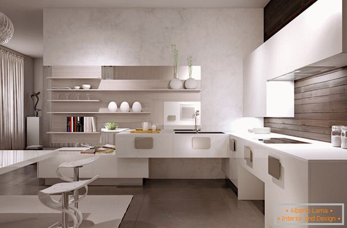 Soluzione di colori insolita dell'interno della cucina: cubismo nel design del cartone.