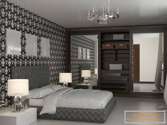 Bella camera da letto design e armadio a muro