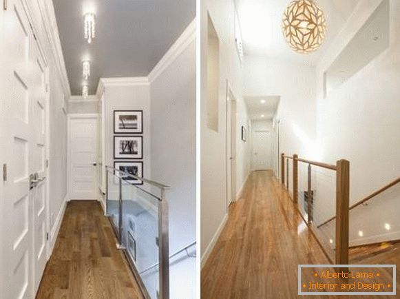 Idee moderne di finire il corridoio nella progettazione del secondo piano in una casa privata