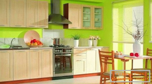 Design della cucina in colore verde brillante