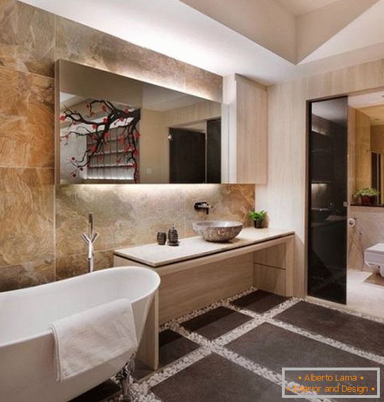 Design minimalista di un bagno in stile asiatico