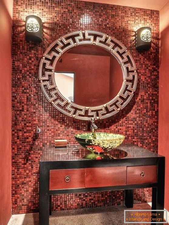 Colore rosso del bagno in stile cinese