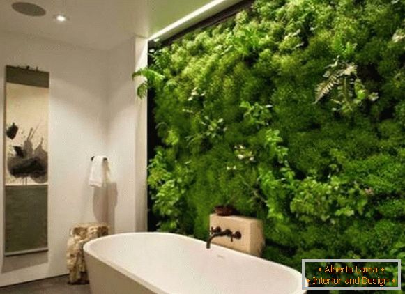 Parete verde nel design del bagno