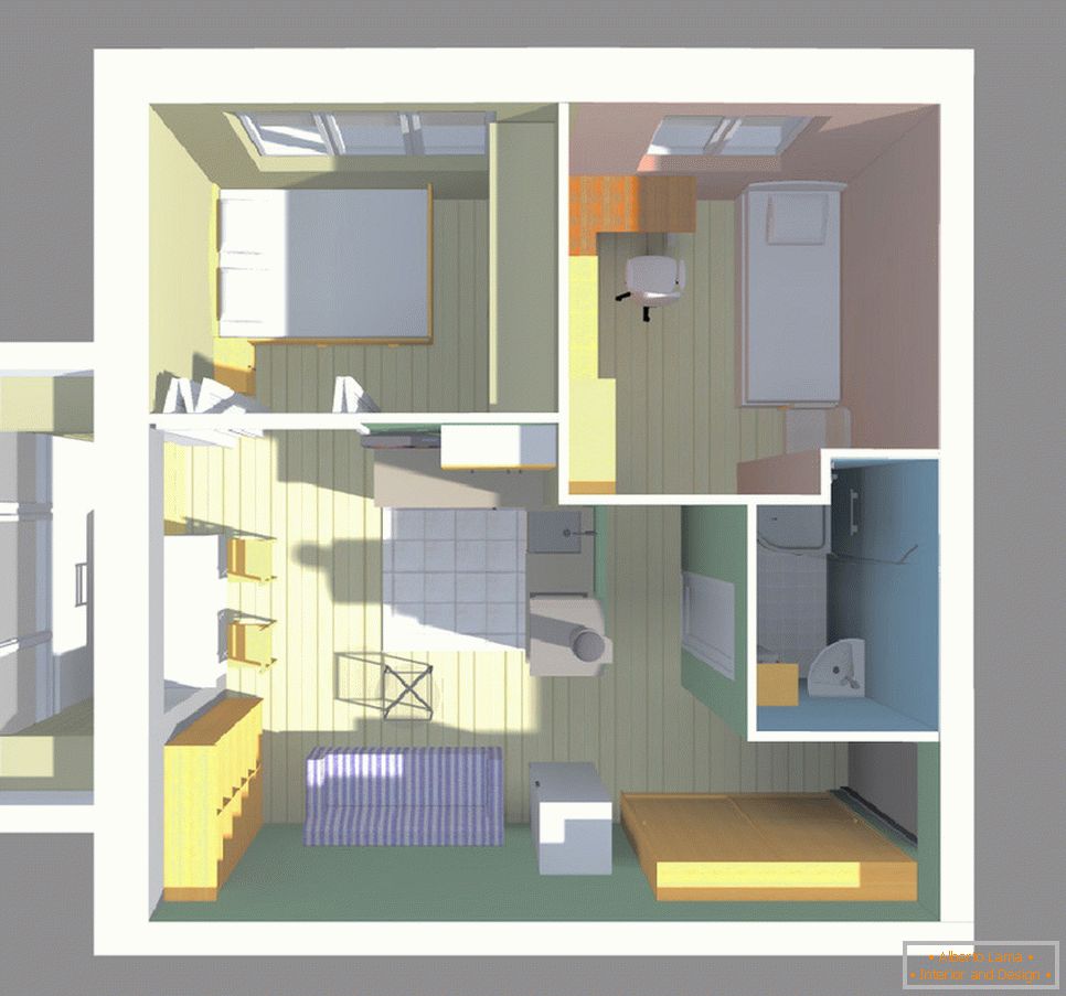 Rimodellamento di un monolocale in un appartamento con una camera da letto и детской