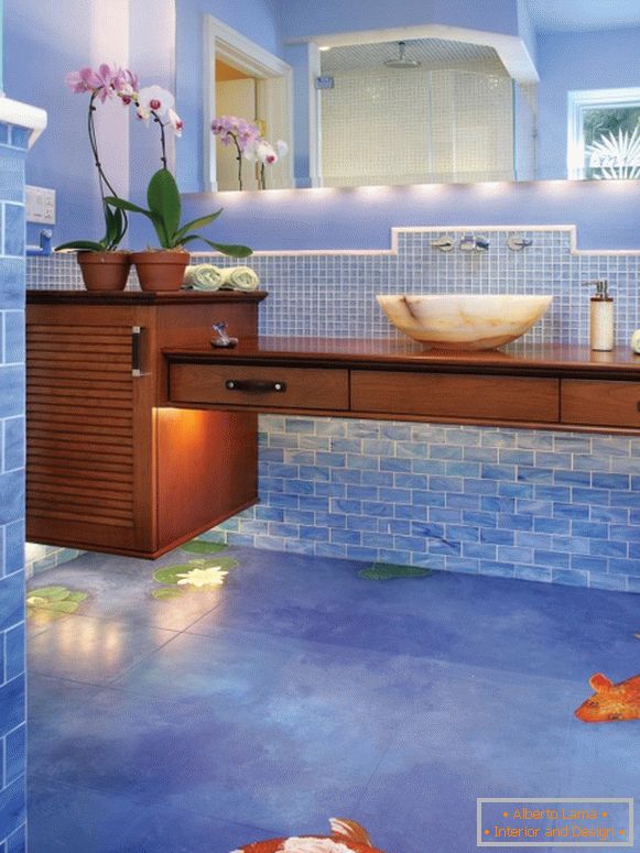 Design del bagno con mobili sospesi e illuminazione nascosta