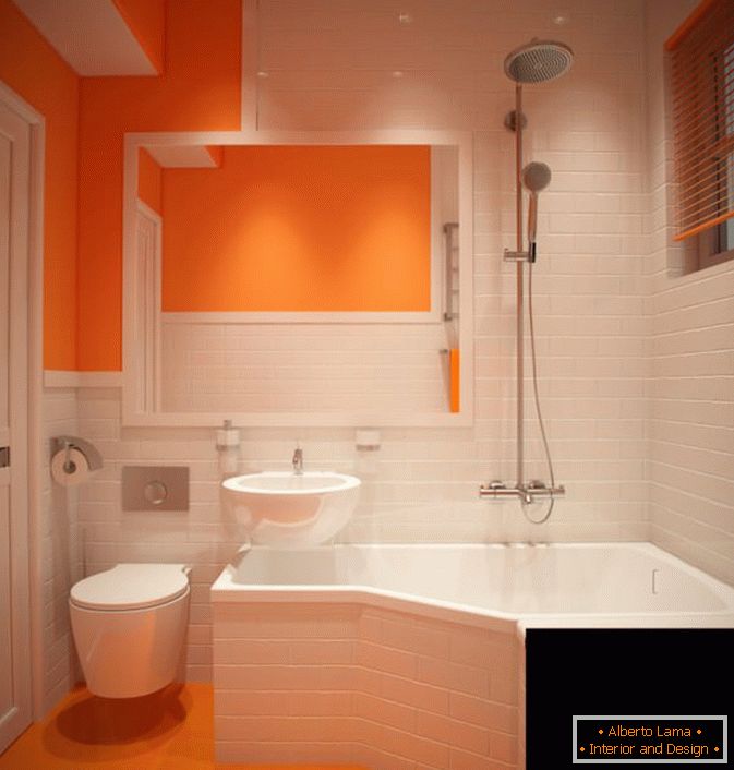Una bella combinazione di bianco e arancione nel design della vasca