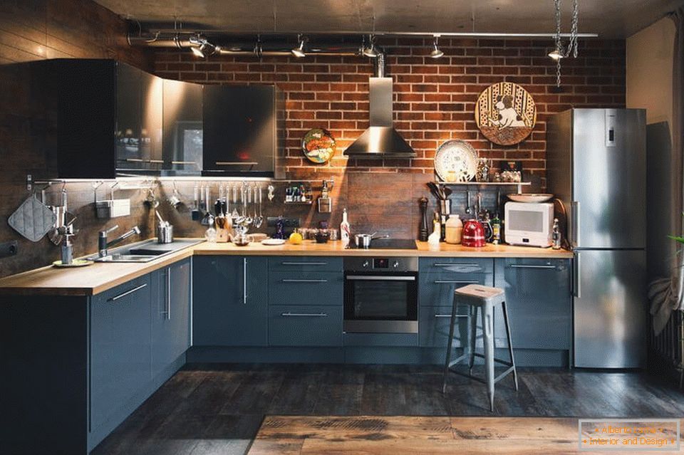 Design della cucina in stile loft