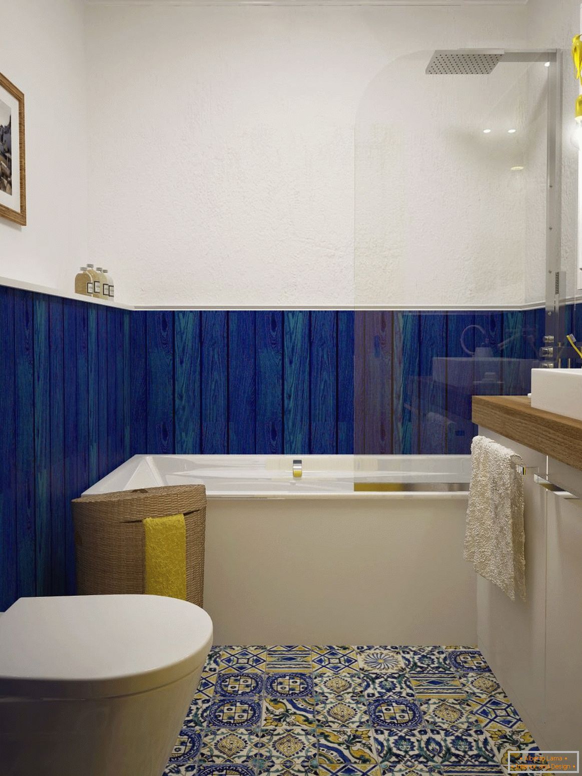 Interno di un piccolo bagno combinato con un bagno