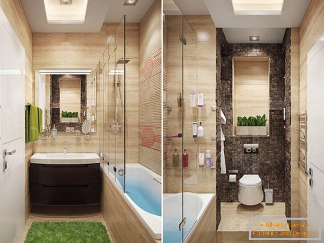 Interno di un piccolo bagno combinato con un bagno