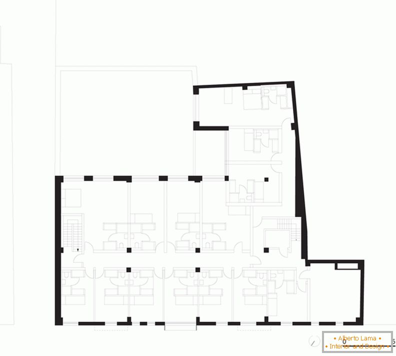 Lo schema del secondo piano dell'edificio