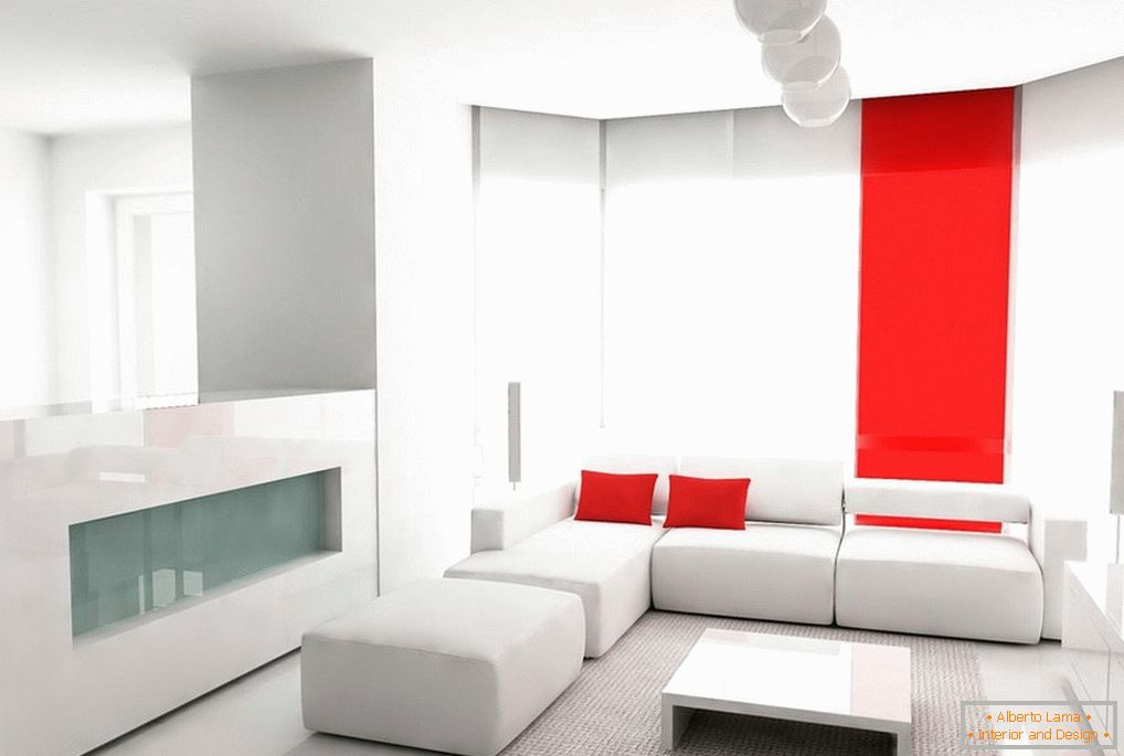 Interni in stile minimalista con mobili bianchi