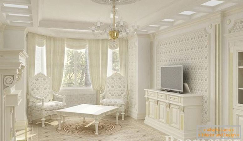 Interni in stile impero con mobili bianchi