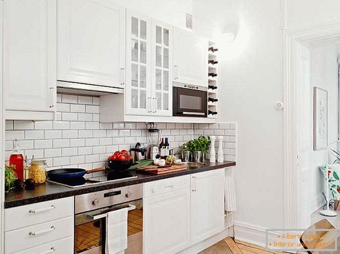 Muro di mattoni bianchi in cucina, фото 29