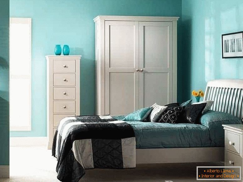 Camera da letto in colore turchese