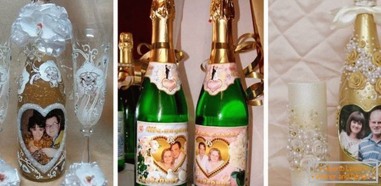 Decorare le bottiglie da sposa con le foto