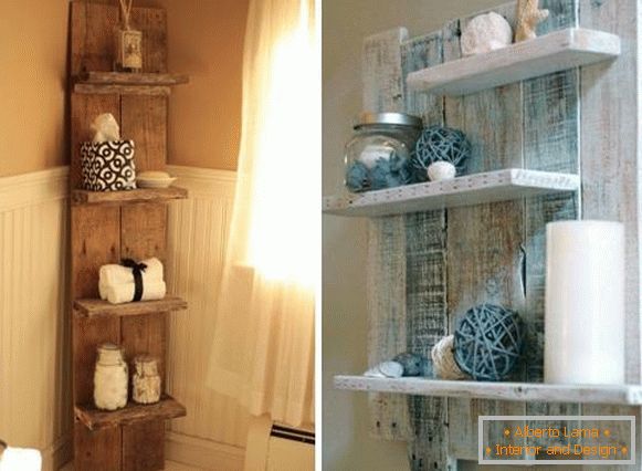 Come decorare un bagno con splendidi scaffali in legno