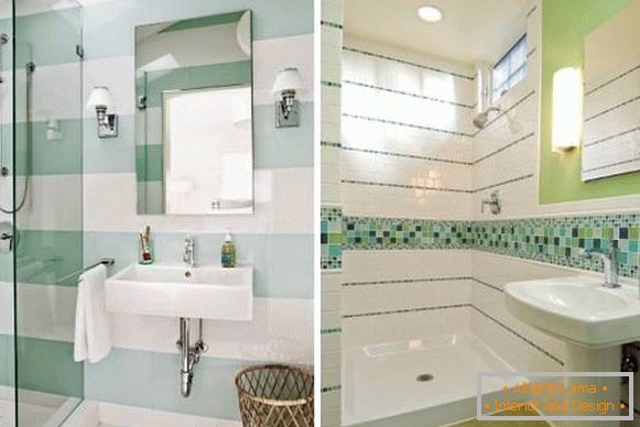 Decorare le piastrelle del bagno in bianco e verde