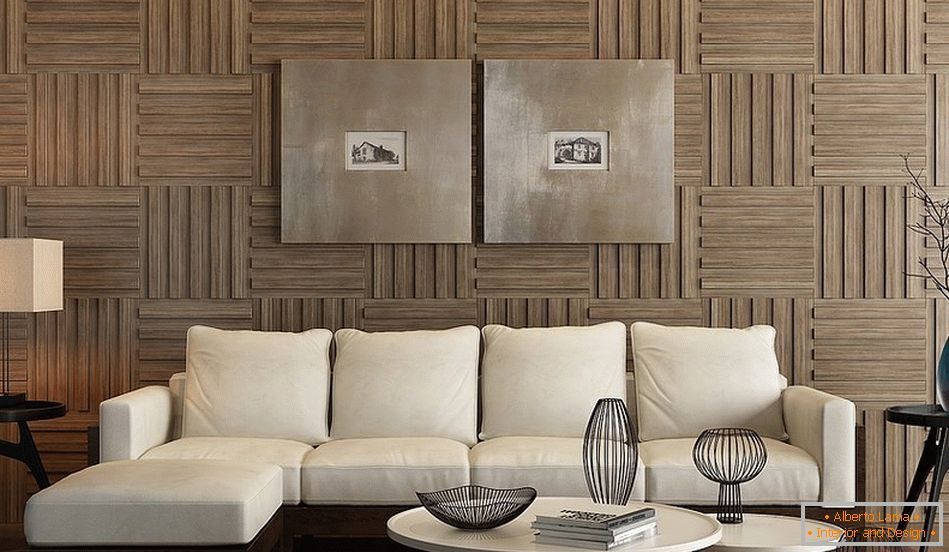 Pannelli di legno на стене в интерьере