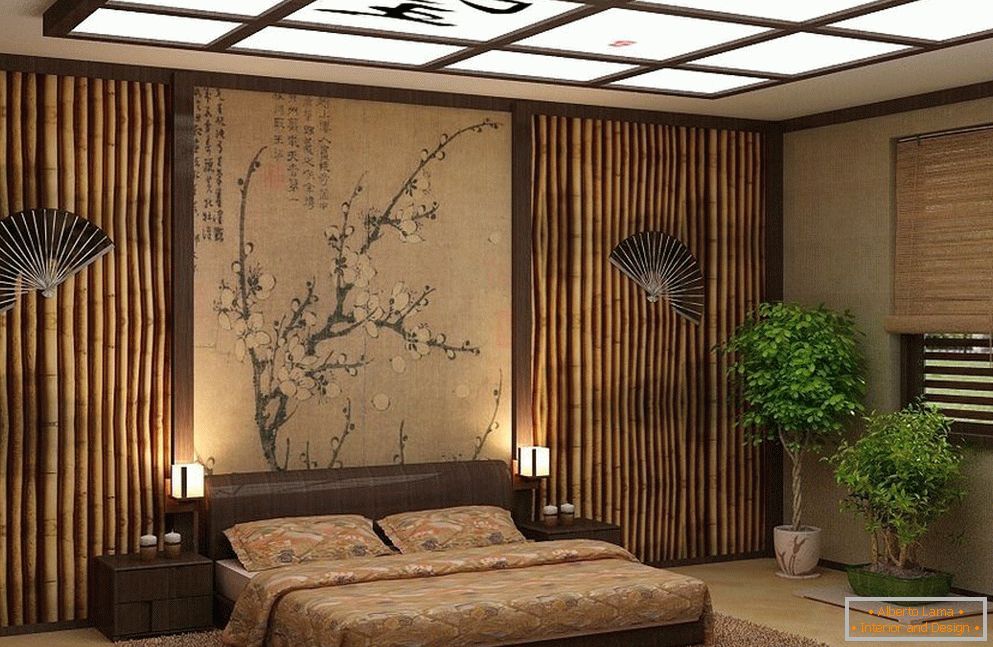 bambùовые панели в интерьере японского стиля
