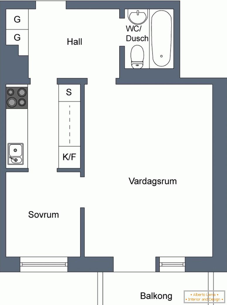 Appartamento con 1 camera da letto e balcone
