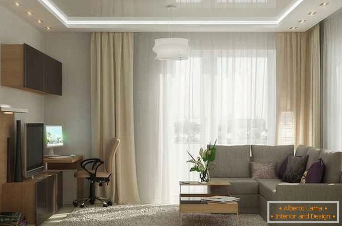 Interior design minimalista di un appartamento monolocale Krusciov