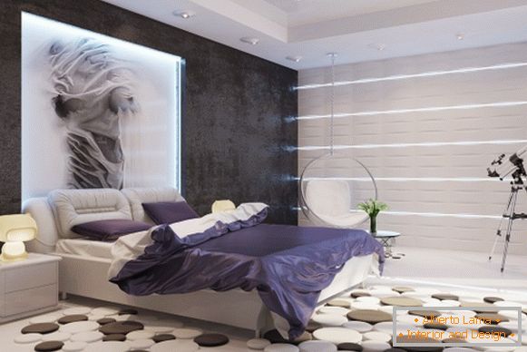 Design elegante della camera da letto di una casa privata con le tue mani