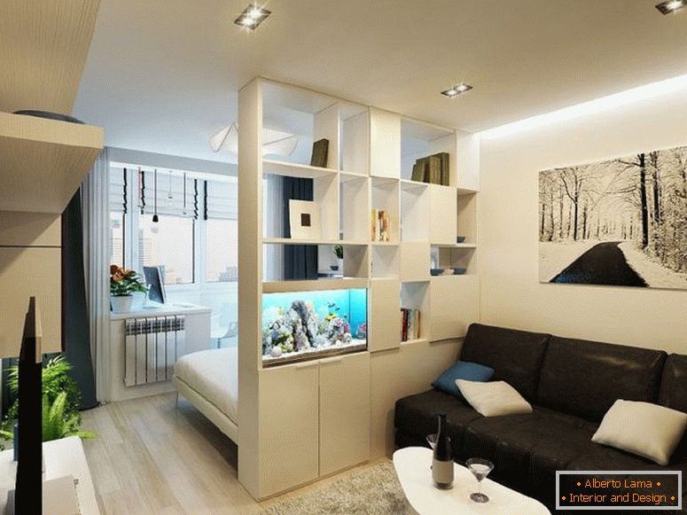 Progetto di un appartamento con una camera da letto di 54 mq.