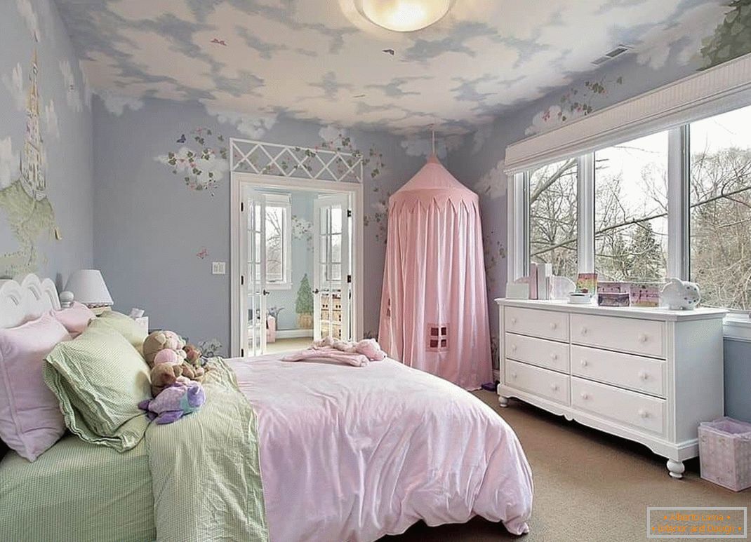 Camera da letto per due ragazze in stile provenzale