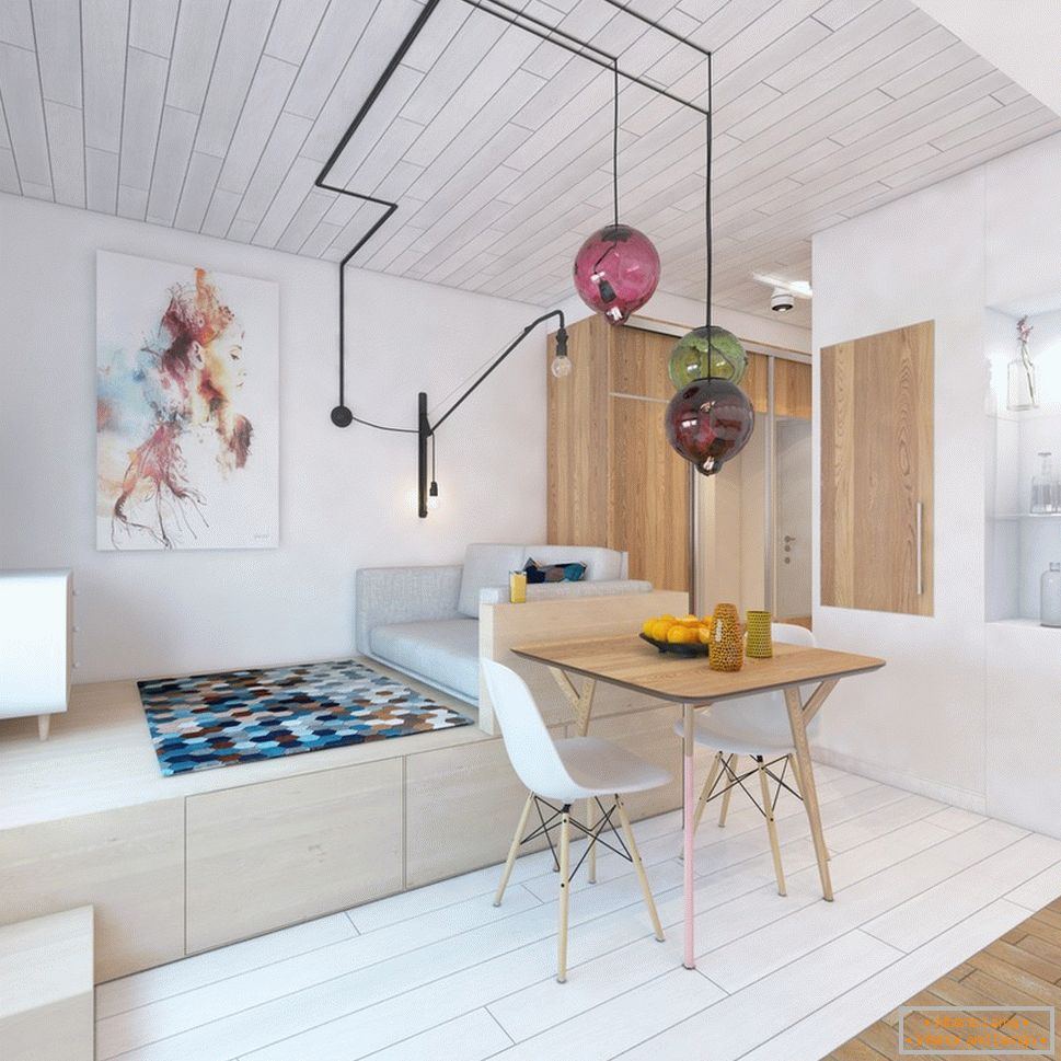 Interior design di un piccolo appartamento con accenti luminosi - фото 2
